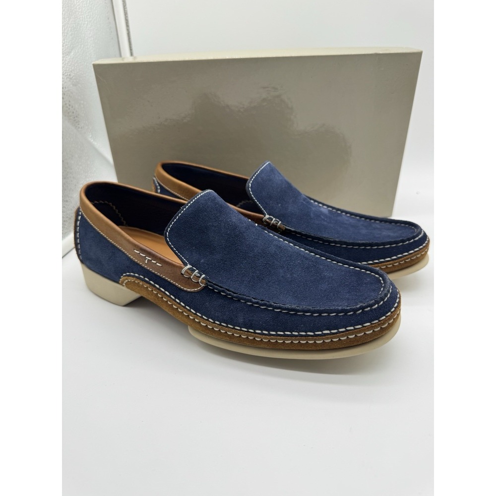 A.Testoni‎ Blue Suede Slip On Loafers Men Size 7 Made In Italy